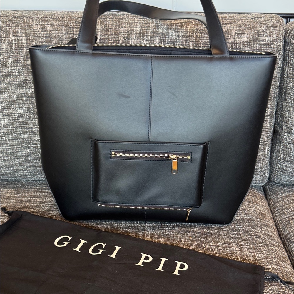 GIGI PIP Hayes Black Leather Hat Carrier Carrying Tote Travel Bag - Picture 6 of 14